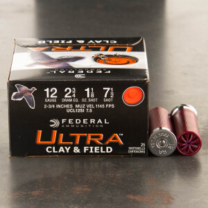 250rds - 12 Gauge Federal Ultra Clay & Field 2-3/4" 1-1/8 Ounce #7-1/2 Shot Ammo