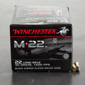 500rds - 22LR Winchester M22 40gr. Black Copper Plated Round Nose