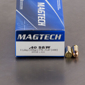 50rds – 40 S&W Magtech 180gr. FMJ Flat Ammo