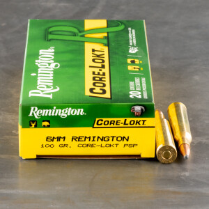 20rds - 6mm Remington 100gr. Core-Lokt Pointed Soft Point Ammo