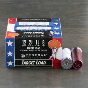 25rds - 12 Gauge Federal Top Gun Target Load 2 3/4" 1 1/8oz. #8 Shot Ammo