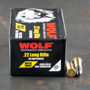 500rds – 22 LR Wolf Match Target 40gr. LRN Ammo