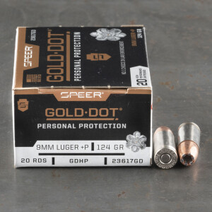200rds – 9mm +P Speer Gold Dot 124gr. JHP Ammo