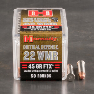 50rds - 22 Mag Hornady Critical Defense 45gr. FTX Polymer Tip Ammo