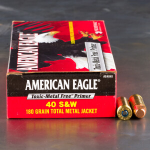 50rds – 40 S&W Federal American Eagle Indoor Range Training 180gr. TMJ Ammo