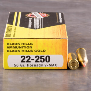 20rds - 22-250 Black Hills Gold 50gr. V-Max Polymer Tip Ammo