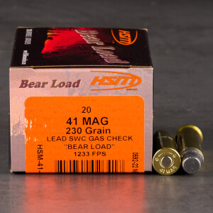 20rds – 41 Magnum HSM Bear Load 230gr. Hard Cast SWC Ammo