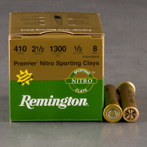25rds – 410 Bore Remington Premier Nitro Sporting Clays 2-1/2" 1/2oz. #8 Shot Ammo