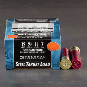 25rds - 12 Gauge Federal Steel Target Load 2 3/4" 2 3/4 Dram 1 1/8oz. #7 Shot Ammo
