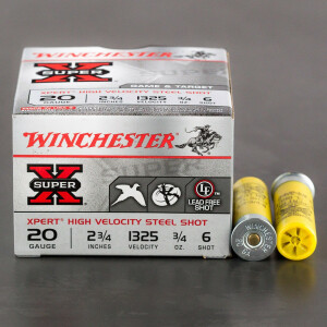 250rds – 20 Gauge Winchester Xpert Game & Target 2-3/4" 3/4oz. #6 Steel Shot Ammo