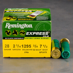 25rds – 28 Gauge Remington Express Long Range 2-3/4" 3/4oz. #7.5 Shot Ammo