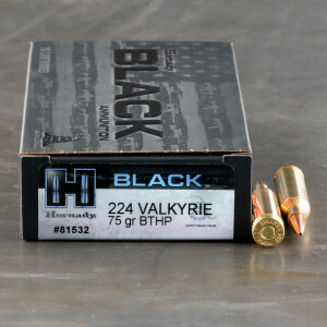 200rds – 224 Valkyrie Hornady BLACK 75gr. BTHP Ammo