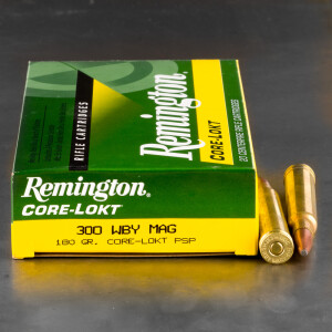 20rds - 300 WBY Mag. Remington 180gr Core-Lokt Pointed Soft Point Ammo