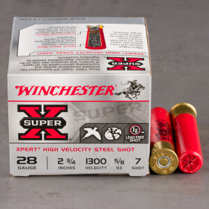250rds – 28 Gauge Winchester Super-X 2-3/4" 5/8oz. #7 Steel Shot Ammo