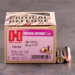 25rds - 38 Special Hornady Critical Lite Defense 90gr. FTX Ammo