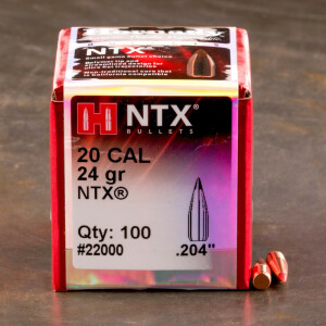 100pcs - 20 Cal .204" Dia Hornady 24gr. NTX Polymer Tip Bullets