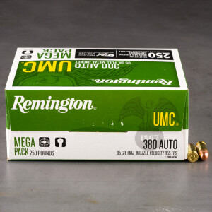 250rds - .380 Auto Remington 95gr. (MC) FMJ Ammo