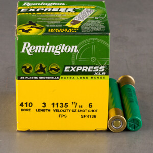 25rds – 410 Bore Remington Express XLR 3" 11/16oz. #6 Shot Ammo