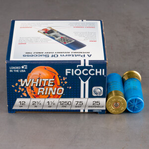 25rds - 12 Gauge Fiocchi White Rino 2 3/4" 1 1/8oz. #7 1/2 Shot Ammo