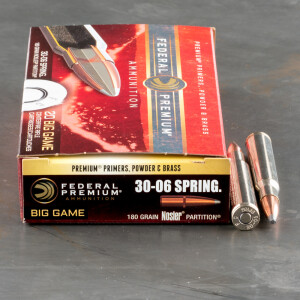 20rds - 30-06 Federal Vital-Shok 180gr. Nosler Partition Ammo