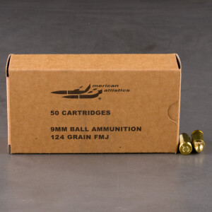 50rds – 9mm American Ballistics 124gr. FMJ Ammo