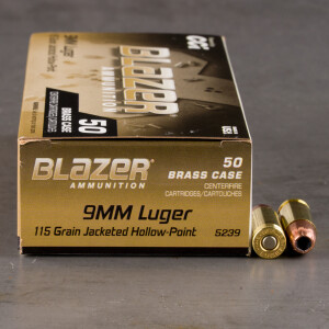 500rds – 9mm Blazer Brass 115gr. JHP Ammo