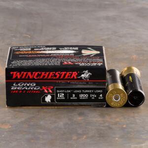 10rds - 12 Gauge Winchester Longbeard XR 3" 1 3/4oz. #4 Shot-Lok Lead Ammo