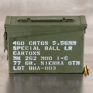 460rds – 5.56x45 Black Hills 77gr. OTM Mk 262 MOD 1-C Ammo in Ammo Can