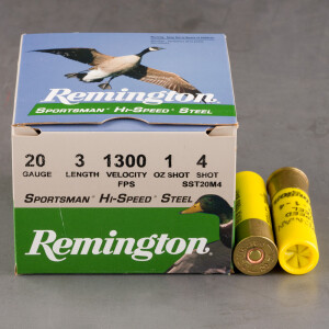 25rds – 20 Gauge Remington Sportsman Hi-Speed Steel 3" 1oz. #4 Steel Shot Ammo