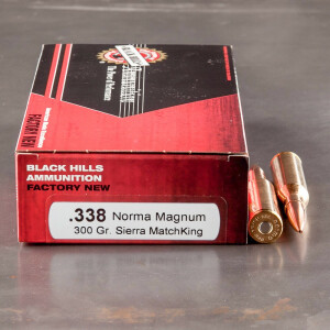 20rds - 338 Norma Mag Black Hills 300gr. Sierra Matchking BTHP Ammo