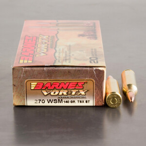 20rds - 270 WSM Barnes VOR-TX 140gr. TSX Boattail Hollow Point Ammo
