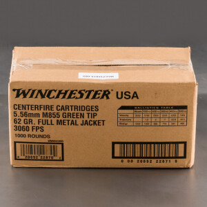 1000rds – 5.56x45 Winchester USA 62gr. FMJ M855 Ammo