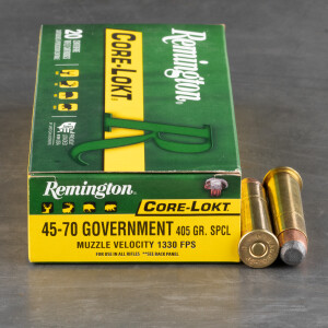 20rds - 45-70 Govt. Remington 405gr. Core-Lokt Soft Point Ammo