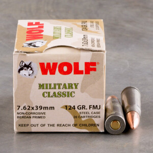 20rds - 7.62x39 WPA Military Classic 124gr. FMJ Ammo