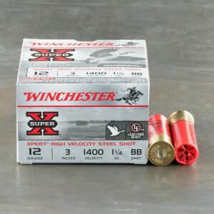 25rds – 12 Gauge Winchester Super-X Xpert HV 3" 1-1/4 oz BB Steel Shot Ammo