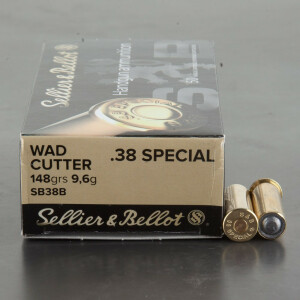 50rds - 38 Special Sellier & Bellot 148gr Wadcutter Ammo