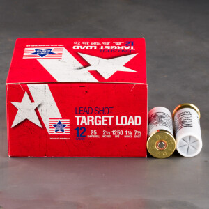 250rds – 12 Gauge Stars and Stripes 2-3/4" 1-1/8oz. #7.5 Shot Ammo