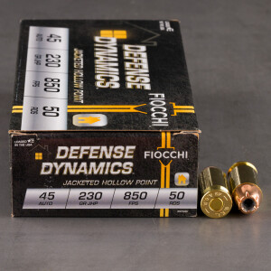 50rds - 45 ACP Fiocchi 230gr. Jacketed Hollow Point Ammo