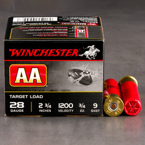 250rds – 28 Gauge Winchester AA 2-3/4" 3/4oz. #9 Shot Ammo