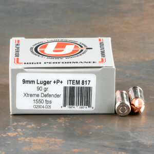 200rds – 9mm +P+ Underwood 90gr. Xtreme Defender Ammo