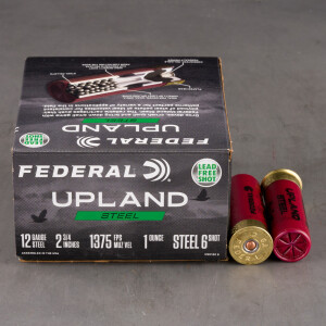 25rds – 12 Gauge Federal Upland Steel 2-3/4" 1oz. #6 Steel Shot Ammo