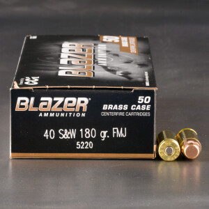 50rds - 40 S&W CCI Blazer Brass 180gr. FMJ Ammo