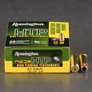 20rds – 40 S&W Remington HTP 180gr. JHP Ammo