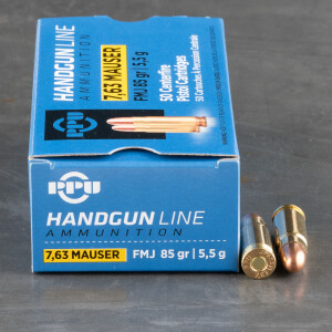 50rds - 7.63 Mauser Prvi Partizan 85gr. FMJ Ammo
