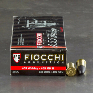 50rds – 455 Webley Fiocchi 262gr. LRN Ammo
