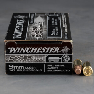 50rds – 9mm Winchester Super Suppressed 147gr. FMJ Encapsulated Ammo