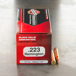 50rds - 223 Black Hills 75gr. Heavy Match Hollow Point Ammo