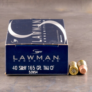 50rds - 40 S&W Speer Lawman Clean-Fire 165gr. TMJ Ammo