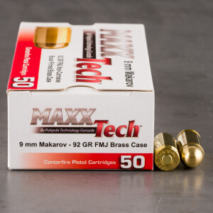 1000rds – 9mm Makarov MAXXTech 92gr. FMJ Ammo