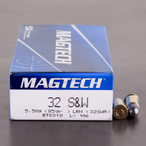 50rds - 32 S&W (Short) MAGTECH 85gr. Lead Round Nose Ammo